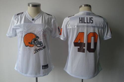 Browns #40 Peyton Hillis White 2011 Women's Fem Fan NFL Jersey - Click Image to Close